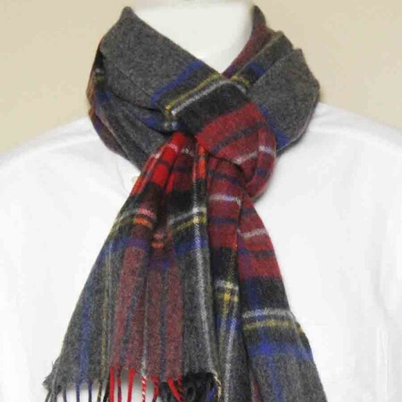 NEW Via Condotti Italy Virgin Wool Winter Scarf Multicolor Plaid Men's - Picture 3 of 4